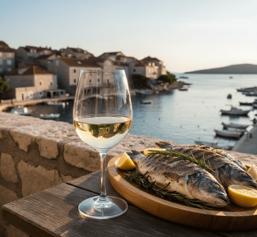 bijelo vino uz ribu